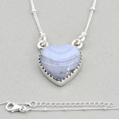 925 sterling silver 9.73cts heart natural lace agate necklace jewelry y71787
