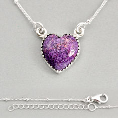 925 sterling silver 10.68cts heart natural purple stichtite necklace y78093