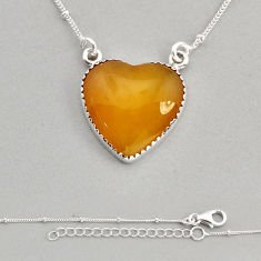 925 sterling silver 14.88cts heart natural yellow olive opal necklace y78100