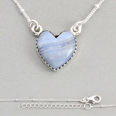 925 sterling silver 10.77cts heart shape natural blue lace agate necklace y78087