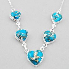 925 sterling silver 30.87cts heart spiny oyster arizona turquoise necklace u1083