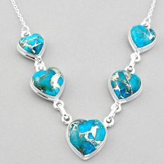 925 sterling silver 31.37cts heart spiny oyster arizona turquoise necklace u1086