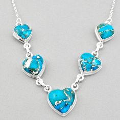925 sterling silver 30.56cts heart spiny oyster arizona turquoise necklace u1089