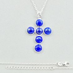 925 sterling silver 9.20cts holy cross natural blue lapis lazuli necklace u19009
