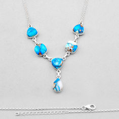 925 sterling silver 35.86cts kingman ice blue dahlia necklace jewelry n49091