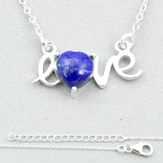 925 sterling silver 3.11cts love heart natural blue lapis lazuli necklace u37252