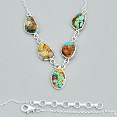 925 sterling silver 19.29cts matrix royston turquoise necklace jewelry y14139