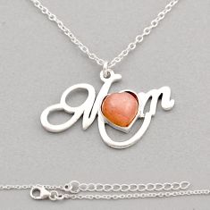925 sterling silver 2.58cts mom charm natural pink moonstone necklace y92954