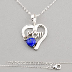 925 sterling silver 2.47cts mom heart natural blue lapis lazuli necklace y93659