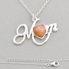 925 sterling silver 2.84cts mom heart natural pink moonstone necklace y93643