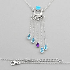 925 sterling silver 11.03cts moon natural blue larimar amethyst necklace y94069