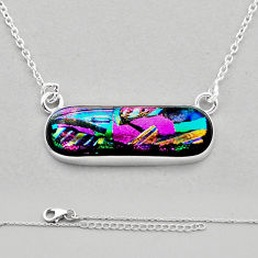 925 sterling silver 16.74cts multi color dichroic glass bar necklace n11736