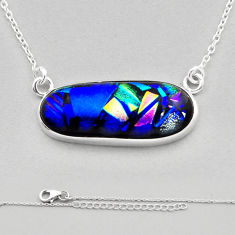 925 sterling silver 19.00cts multi color dichroic glass bar necklace n11738