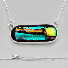 925 sterling silver 20.22cts multi color dichroic glass bar necklace n11739