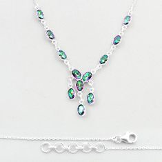 925 sterling silver 17.05cts multi color rainbow topaz necklace jewelry u32791