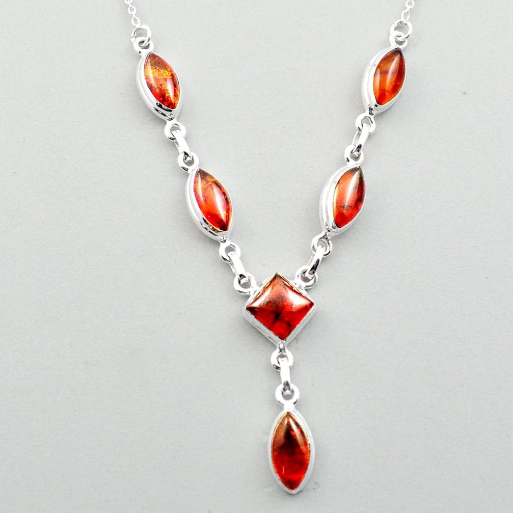 925 sterling silver 14.79cts natural amber square necklace jewelry u12977