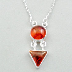 925 sterling silver 6.16cts natural amber trillion necklace jewelry u12993
