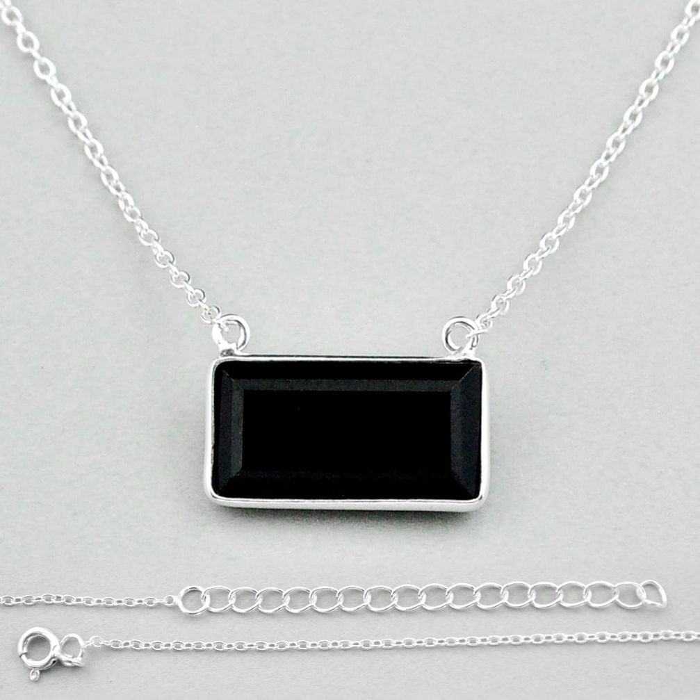 925 sterling silver 4.53cts natural black onyx baguette necklace jewelry u11078
