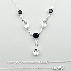 925 sterling silver 24.27cts natural black onyx crystal necklace jewelry u13063