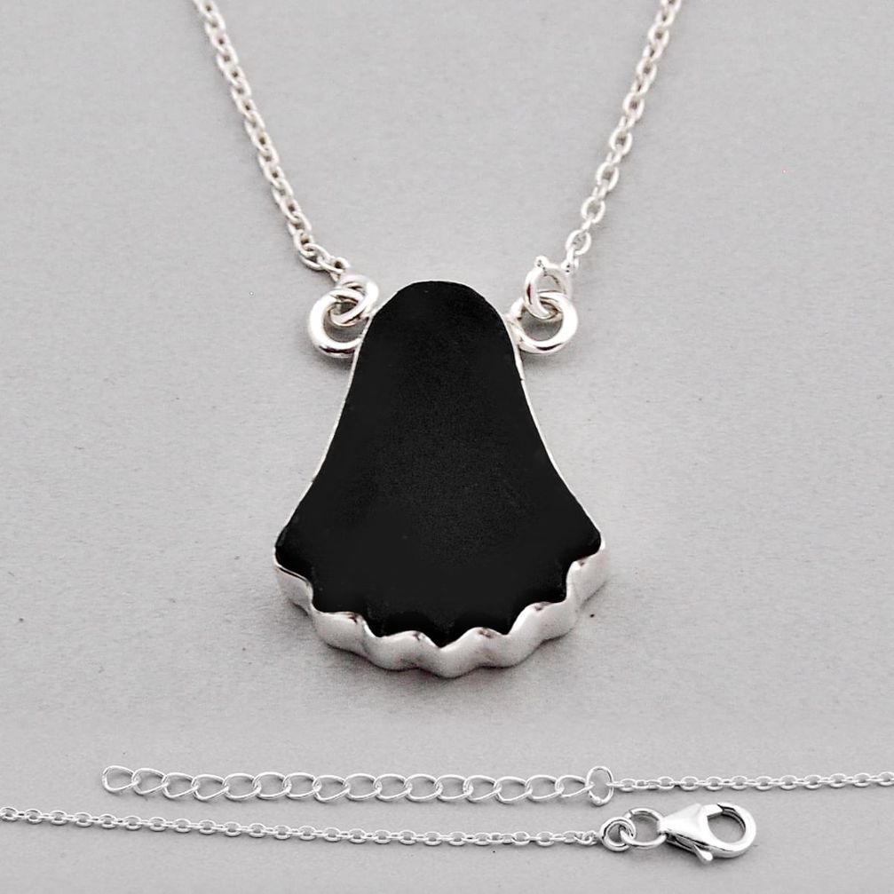 925 sterling silver 13.28cts natural black onyx fancy necklace jewelry c34740