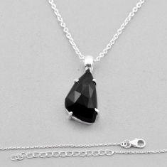 925 sterling silver 6.34cts natural black onyx fancy necklace jewelry n49569