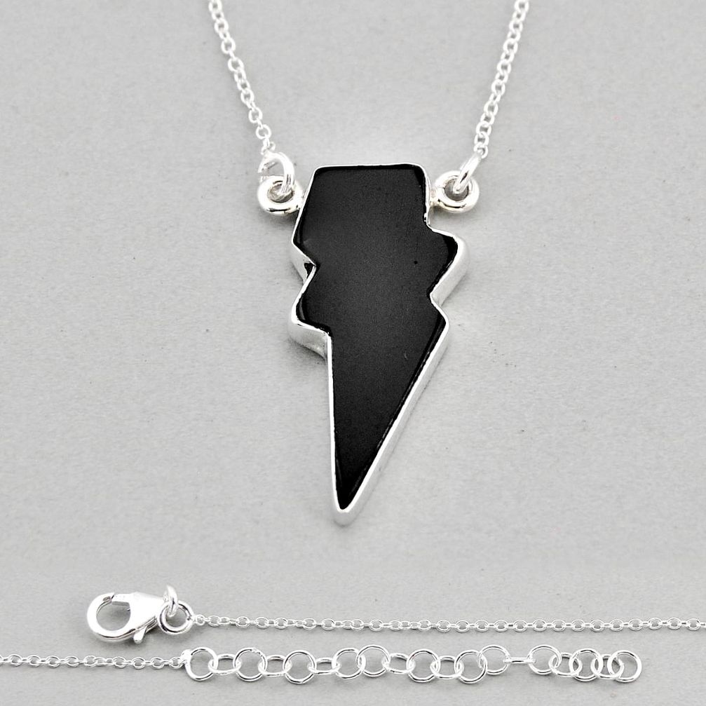 925 sterling silver 15.09cts natural black onyx fancy necklace jewelry y71750