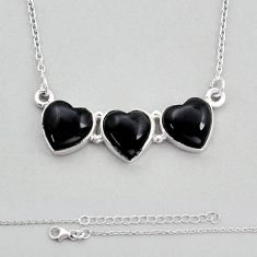 925 sterling silver 15.33cts natural black onyx heart necklace jewelry u96818