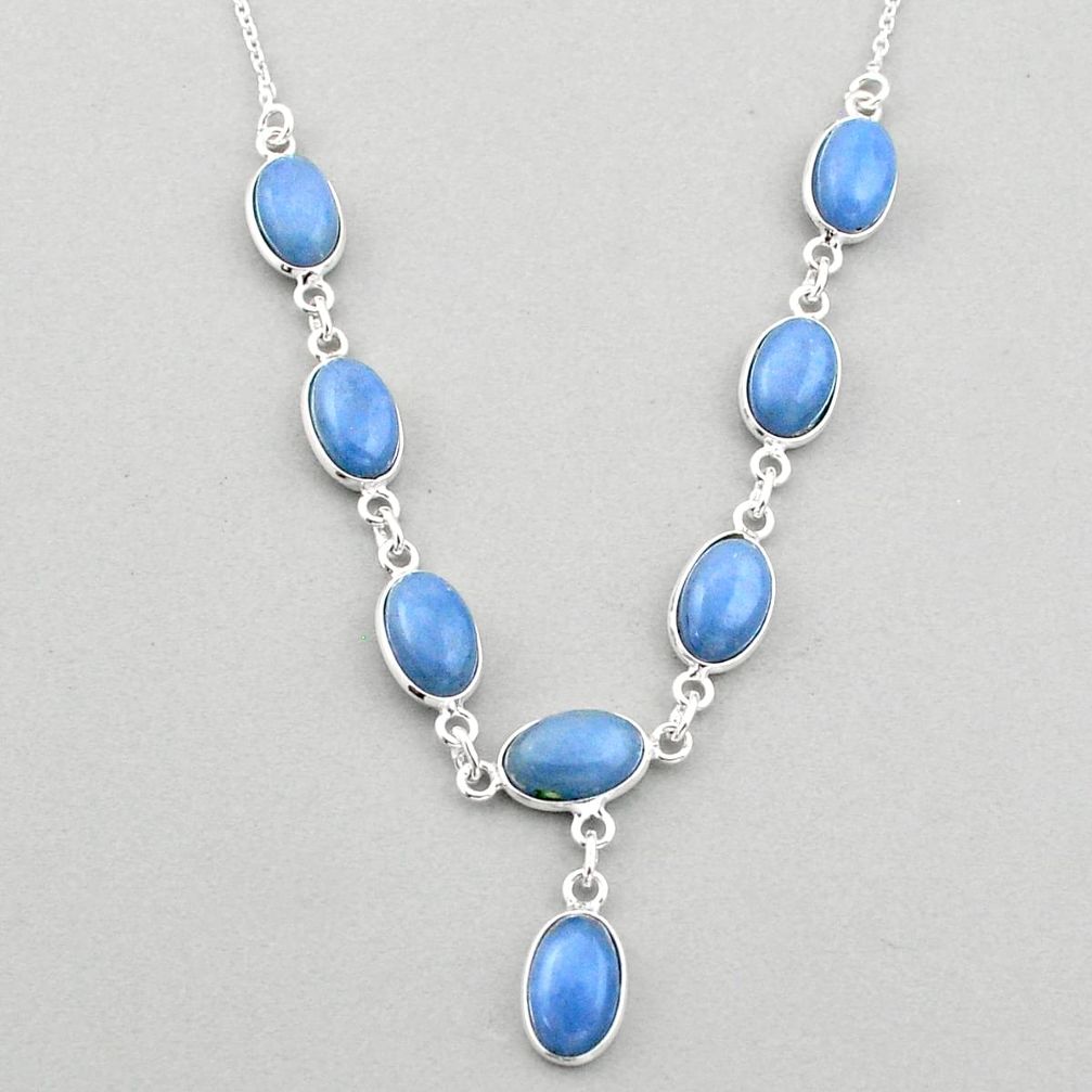 925 sterling silver 24.81cts natural blue angelite necklace jewelry u3193