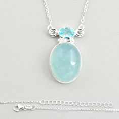 925 sterling silver 15.33cts natural blue aquamarine oval topaz necklace u25779