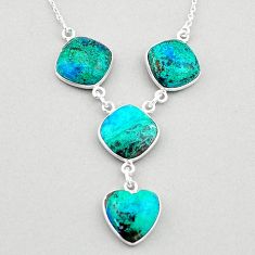 925 sterling silver 25.03cts natural blue chrysocolla necklace jewelry t83348