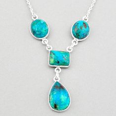 925 sterling silver 17.91cts natural blue chrysocolla necklace jewelry t83351