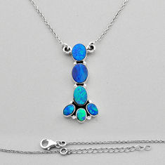 925 sterling silver 9.49cts natural blue doublet opal australian necklace y92751