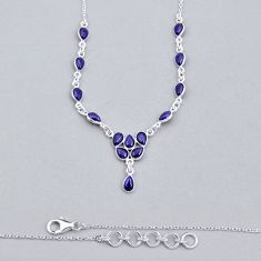 925 sterling silver 13.79cts natural blue goldstone pear necklace jewelry y6954