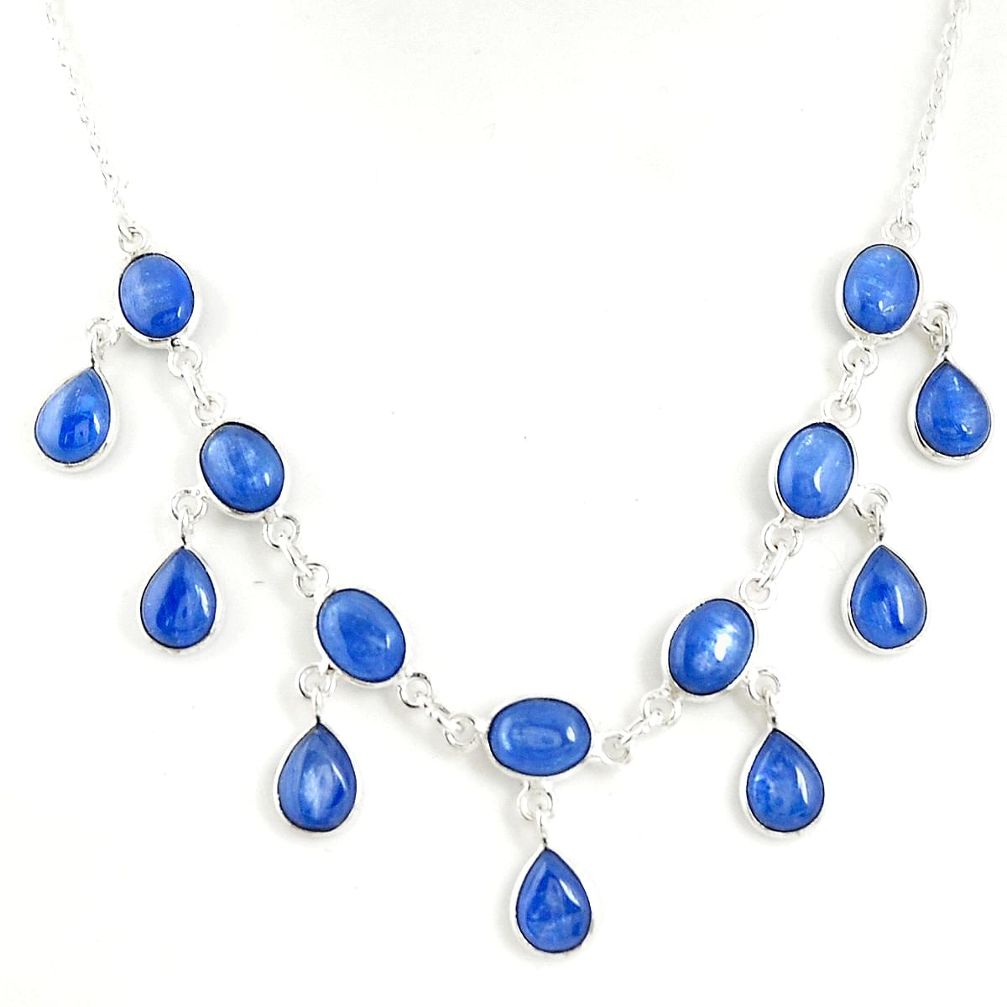 925 sterling silver 28.68cts natural blue kyanite necklace jewelry r49388