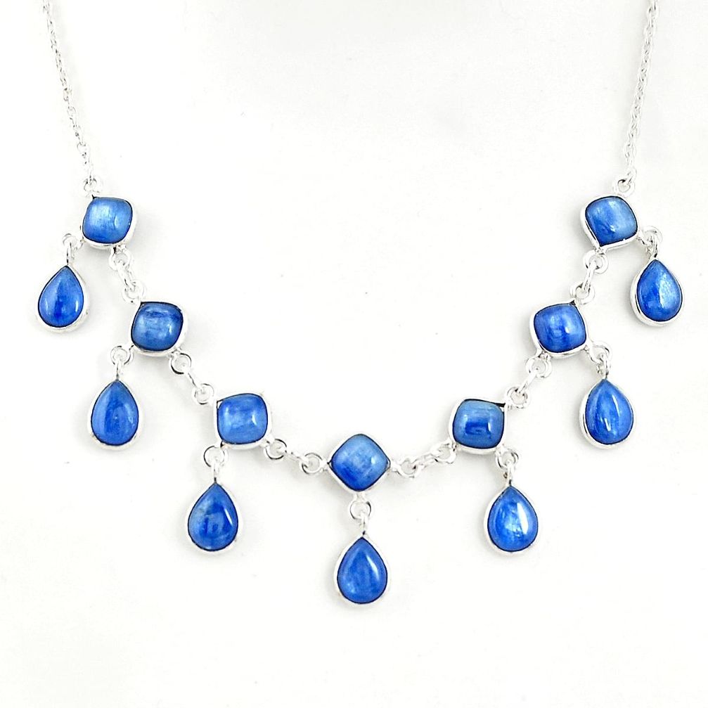 925 sterling silver 21.39cts natural blue kyanite necklace jewelry r49391