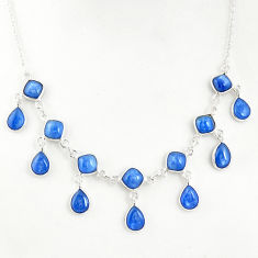 925 sterling silver 21.39cts natural blue kyanite necklace jewelry r49394