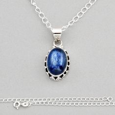 925 sterling silver 6.30cts natural blue kyanite oval necklace jewelry y81847