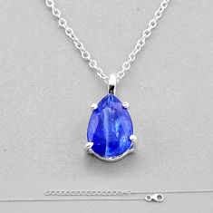 925 sterling silver 2.73cts natural blue kyanite pear necklace jewelry n43526