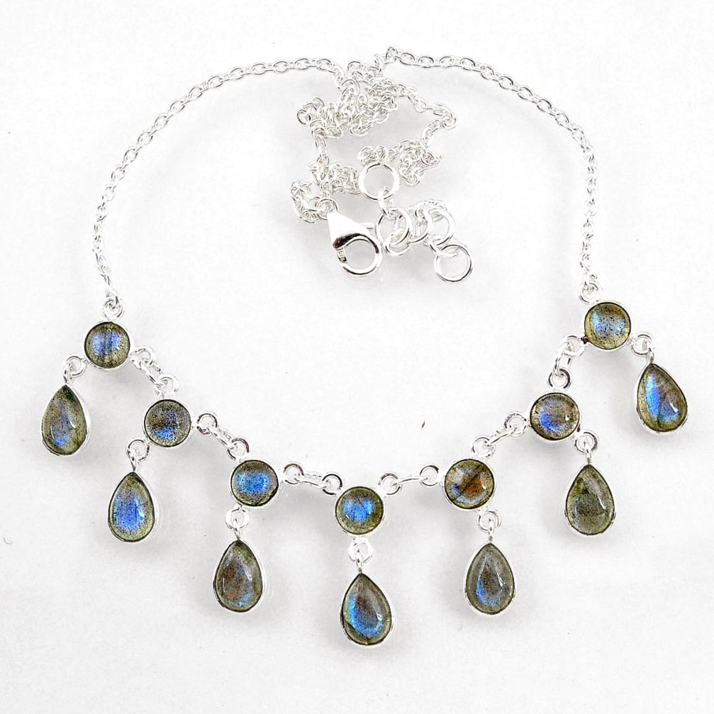 925 sterling silver 23.89cts natural blue labradorite necklace jewelry r60777
