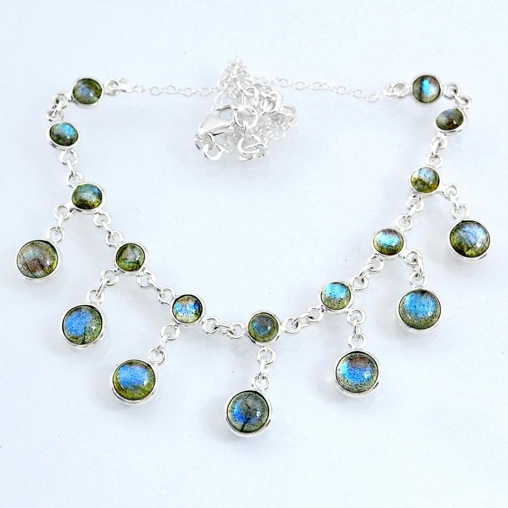 925 sterling silver 25.26cts natural blue labradorite necklace jewelry r69366