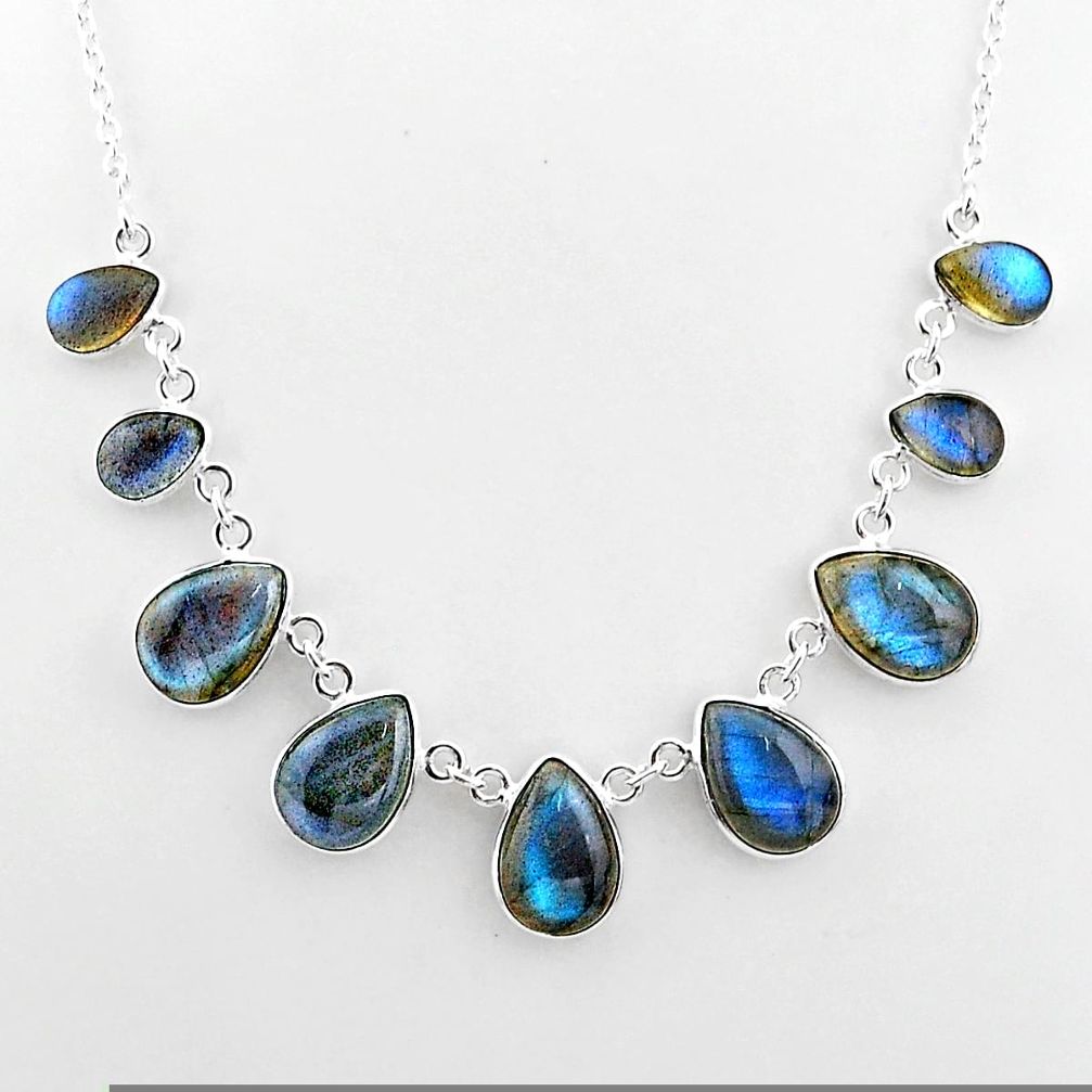 925 sterling silver 32.23cts natural blue labradorite necklace jewelry t16107