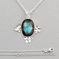 925 sterling silver 6.63cts natural blue labradorite necklace jewelry y87009