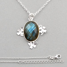 925 sterling silver 6.27cts natural blue labradorite necklace jewelry y87014