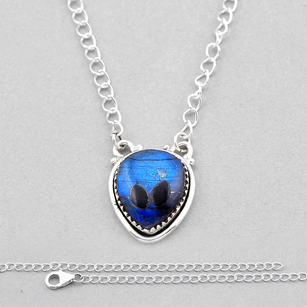 925 sterling silver 8.42cts natural blue labradorite onyx aline necklace n53378