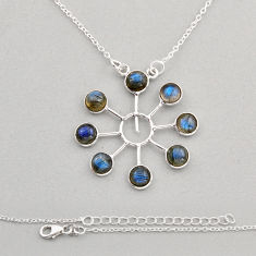 925 sterling silver 4.50cts natural blue labradorite round shape necklace n8455