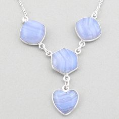 925 sterling silver 23.48cts natural blue lace agate necklace jewelry t83355