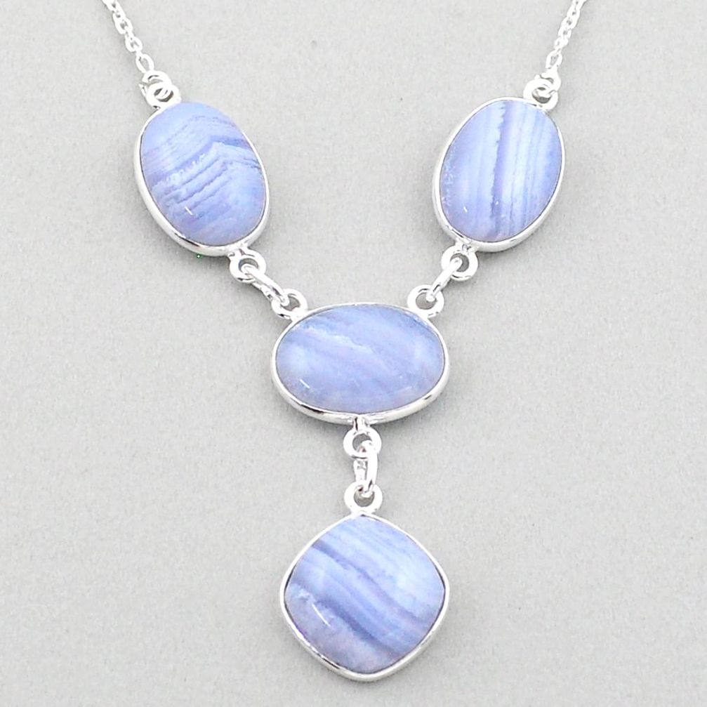 925 sterling silver 24.38cts natural blue lace agate necklace jewelry t83367