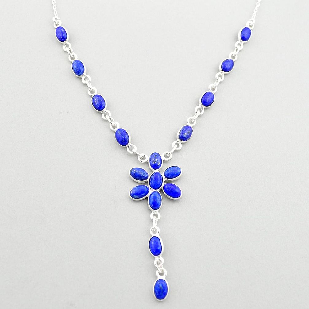 925 sterling silver 16.06cts natural blue lapis lazuli necklace jewelry t66326