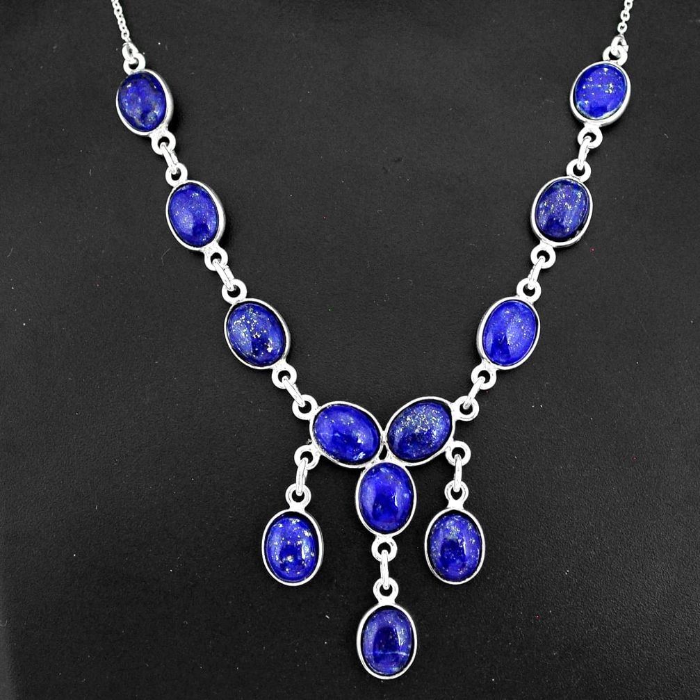 925 sterling silver 30.94cts natural blue lapis lazuli oval necklace r94110