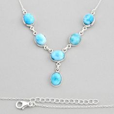 925 sterling silver 28.89cts natural blue larimar oval necklace jewelry y81951